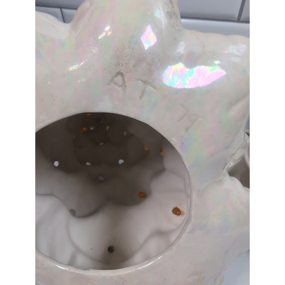 13" Vintage Ceramic Lighted Christmas Tree Lusterware White W/Gold  Bulbs - Picture 12 of 16